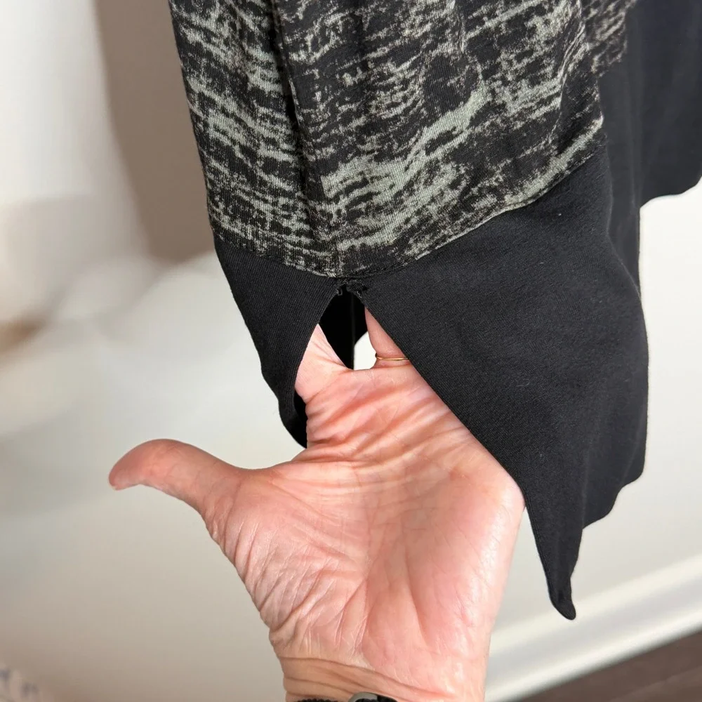 Alembika Black Grey Long Sleeve‎ Tunic Top Size Large Oversized Lagenlook